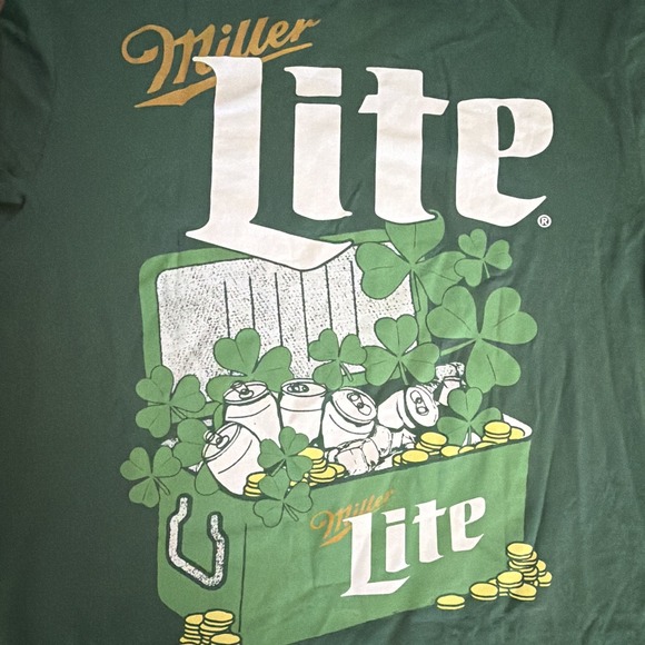 Miller Lite Other - Miller Lite Green St. Patrick's Day Pocket T-Shirt XXL Breweriana Clover